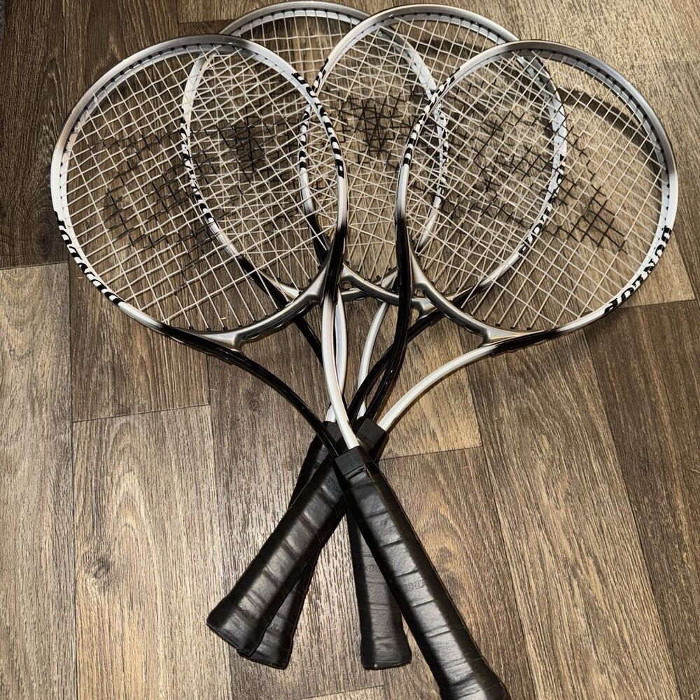 Dunlap 4 3/8 Set of 4 Never Used Tennis Rackets Made In USA